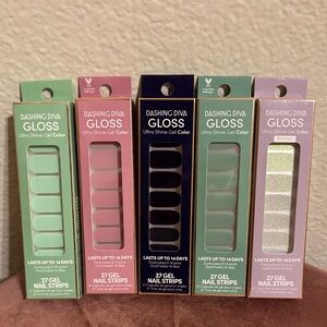 Dashing Diva Gloss Nail Strips Set - Pink, Green, Blue, Silver